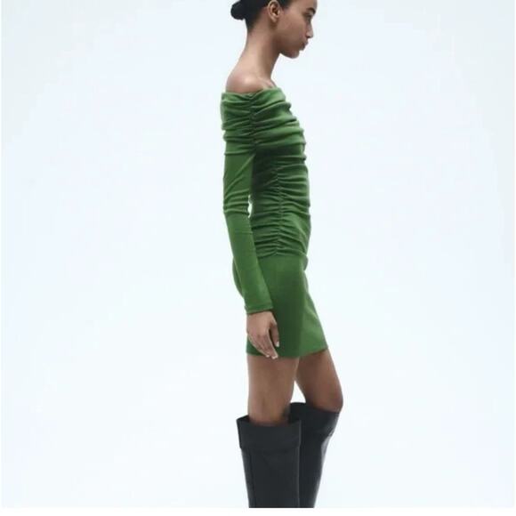 ZARA RUCHED OFF THE SHOULDER DRESS - Picture 4 of 6